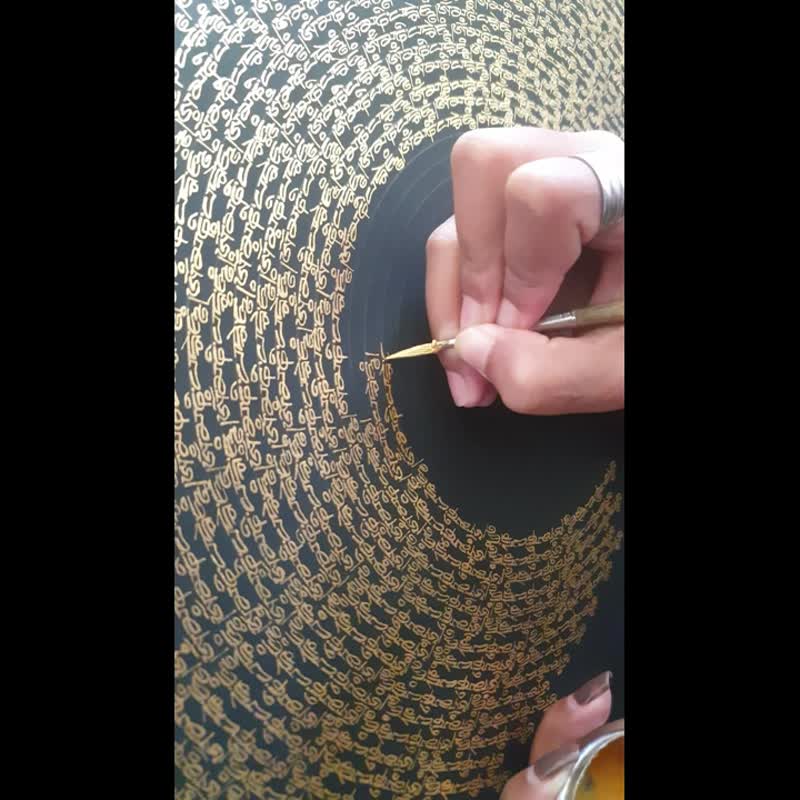 咒语曼荼罗——展现强大力量的神圣音节与设计的西藏唐卡 - 壁貼/牆壁裝飾 - 其他材質 多色