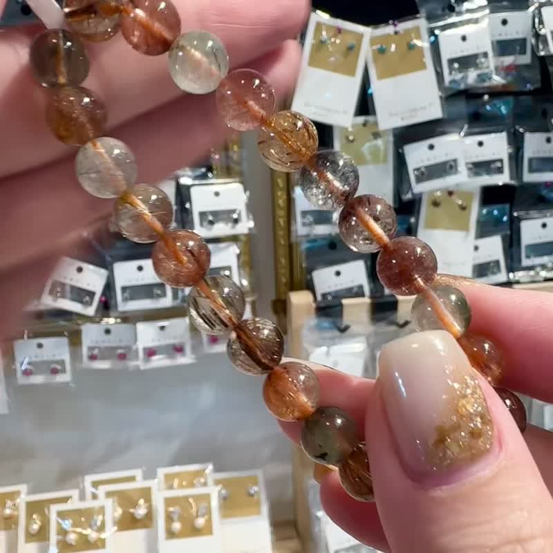 氣質溫柔玫瑰色小姐姐莫蘭迪色系彩髮晶8mm加強財運提昇運勢 - 手鍊/手環 - 水晶 多色
