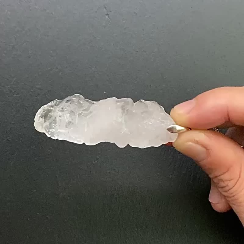 能量原石-天然涅槃水晶925純銀鈦鋼項鍊 冥想療癒  提高思考能力 - 長項鍊 - 水晶 白色
