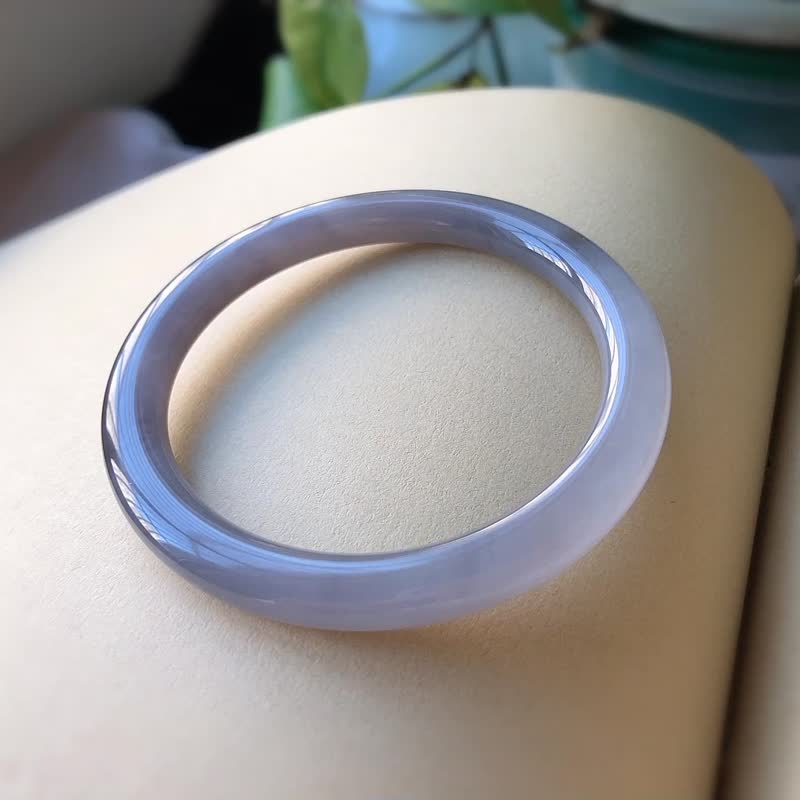 天然和田玉紫羅蘭手鐲 圈口54.5mm 質地溫潤 冰紫料 - 手鍊/手環 - 玉石 