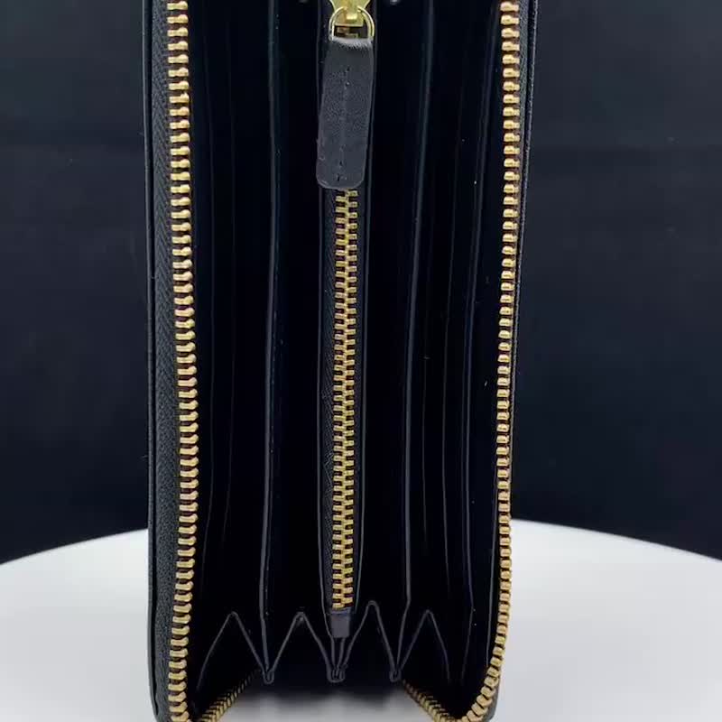 【贈禮盒提袋】CROSS 全新專櫃展示品 頂級小牛皮十字紋長夾 黑色 - 皮夾/長短夾/錢包 - 真皮 黑色
