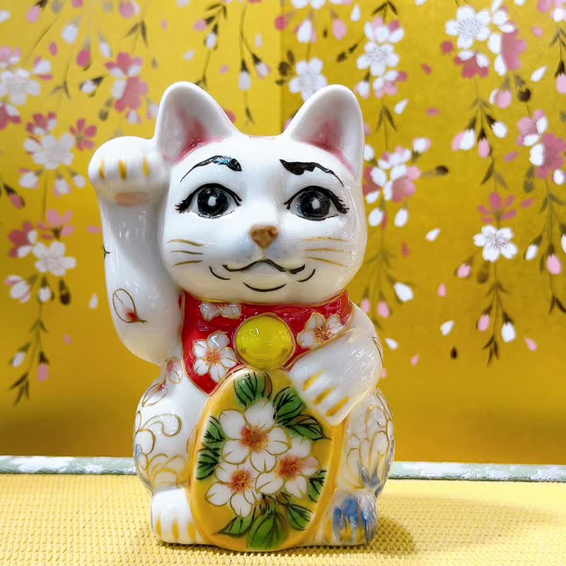 【鯉躍成祥】日本清水燒招財貓 | 鯉 - 擺飾/家飾品 - 瓷 白色