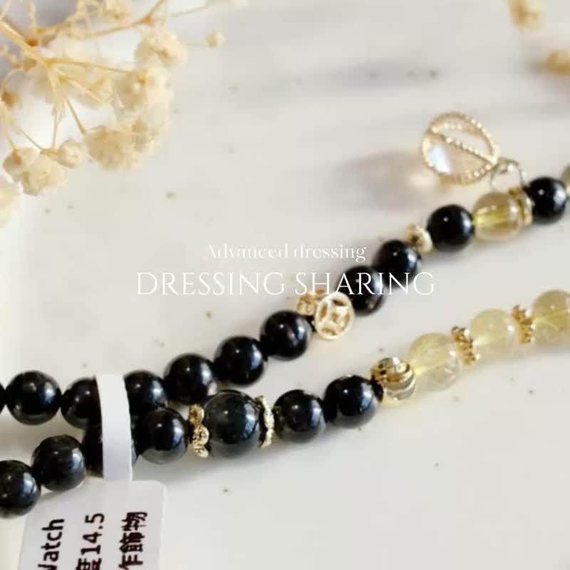 Amelia Jewelry丨極度招財丨十字金光埃及金運石手串丨金運石手鍊 - 手鍊/手環 - 水晶 黑色
