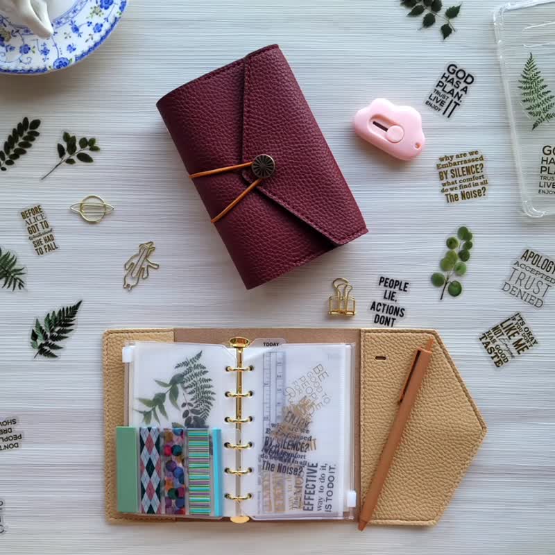 2025 A7 Handcrafted Planner Account Book Cash Envelopes 12 Journaling Supplies - สมุดบันทึก/สมุดปฏิทิน - หนังเทียม สีม่วง