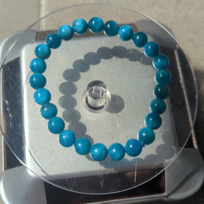 Blue Phosphorus Natural Crystal Bracelet [7mm] - สร้อยข้อมือ - คริสตัล สีน้ำเงิน