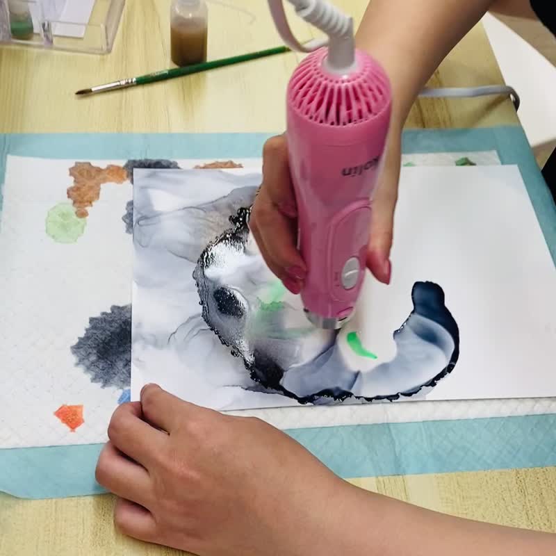 酒精墨水流動畫【體驗課程】【訊息確認時間】情侶夫妻親子專班 - 插畫/繪畫/寫字 - 紙 