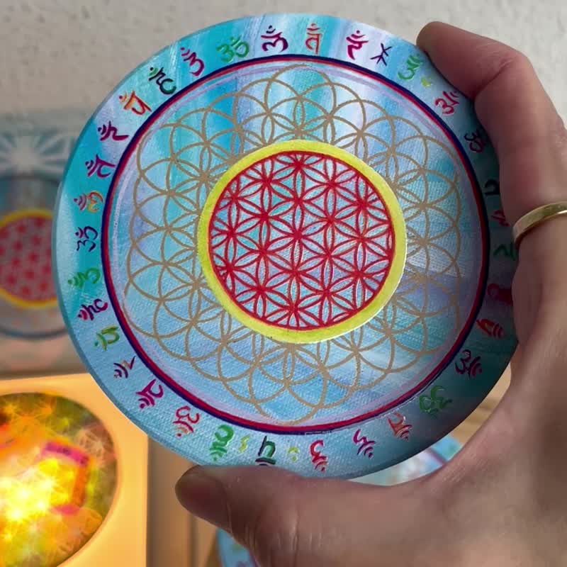 (中秋節)光釉陶瓷擺飾杯墊組/ 脈輪舞者的聚會 - 擺飾/家飾品 - 陶 多色