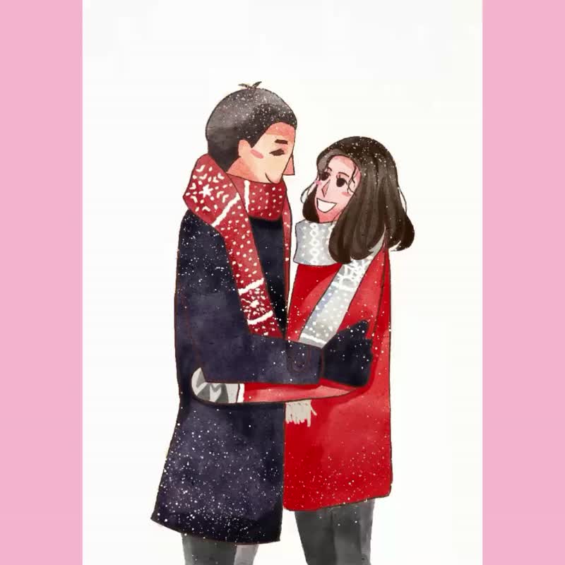 Custom Digital Couple Portrait - 電子似顏繪/繪畫/插畫 - 其他材質 