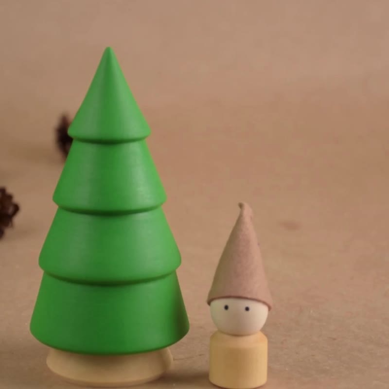 Small Wooden Christmas Trees - ของเล่นเด็ก - ไม้ สีเขียว