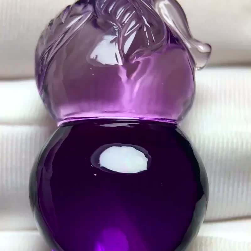 紫水晶葫蘆  絕美純天然紫水晶葫蘆吊墜   晶體透徹   顏色漂亮 - 吊飾/掛飾 - 玉石 