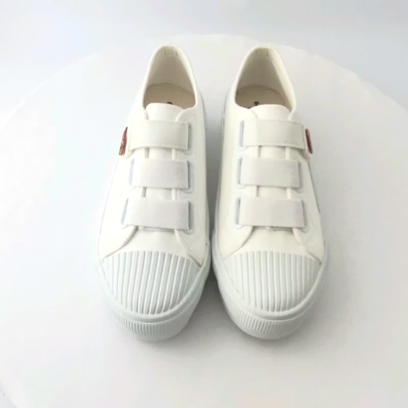 2-color three-strap devil felt leather platform shoes white shoes/black shoes little red riding hood women's shoes - Women's Casual Shoes - Faux Leather White