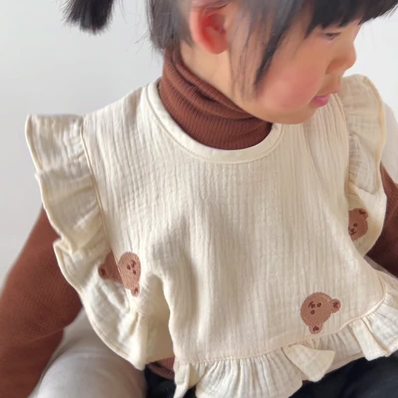 Mini hapi baby embroidered saliva towel pure cotton 360 degree cute pullover bib - Bibs - Cotton & Hemp 