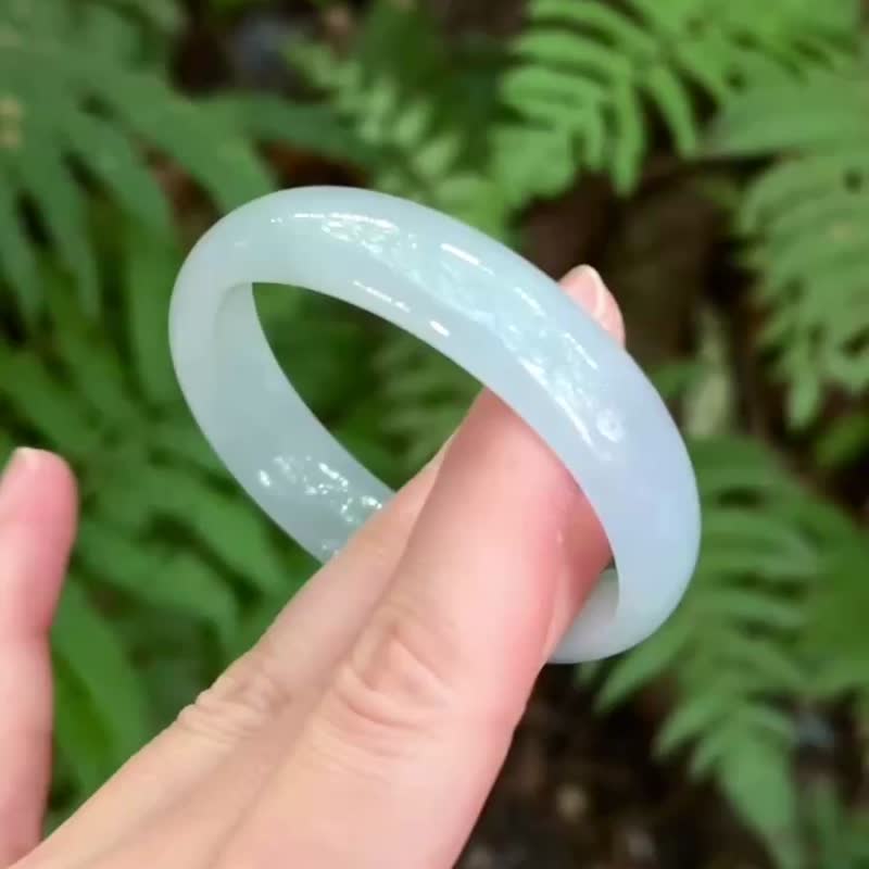 冰種 緬甸翡翠 A玉 玉鐲 • 冰種紫藍翡翠福鐲 - 手鍊/手環 - 石頭 藍色