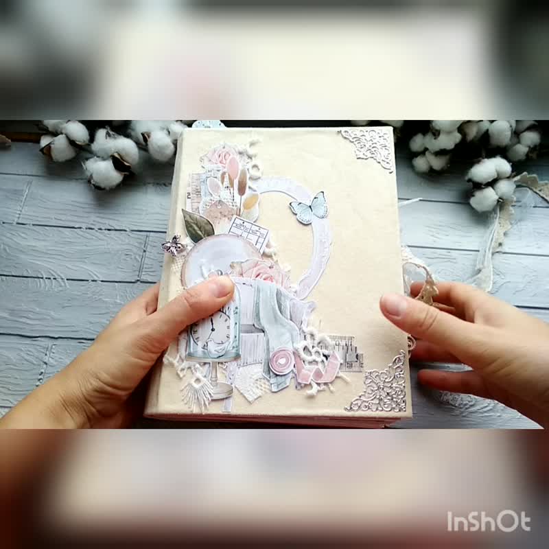 Homemade junk journal for sale Roses junk book handmade Flower country notebook - 筆記簿/手帳 - 紙 黃色