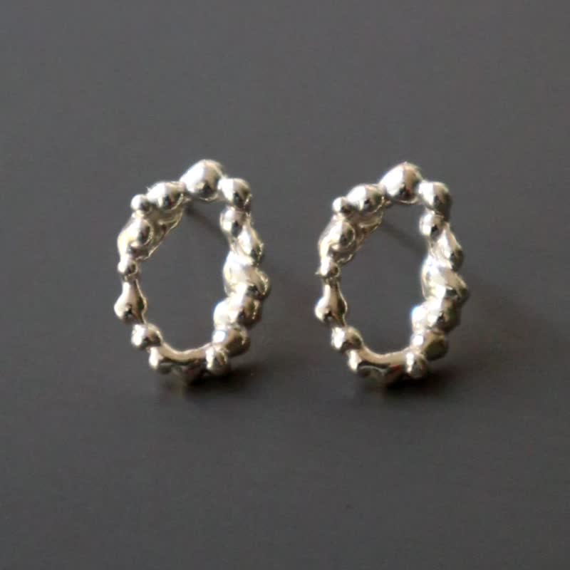 Baroque Mirror Frame Earrings - Sterling Silver - Handmade-Silver Ear Post - Earrings & Clip-ons - Sterling Silver Silver