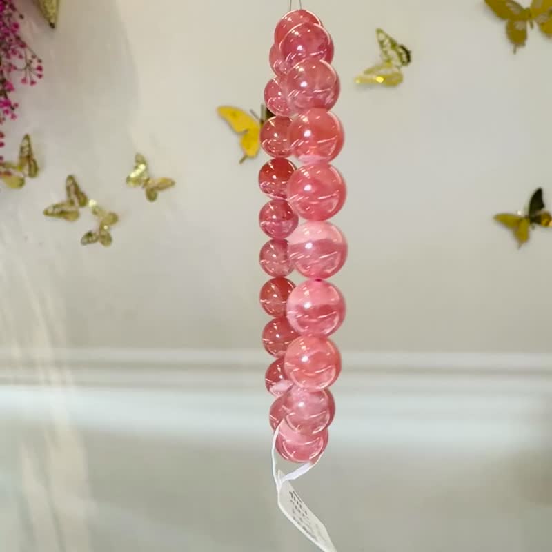 天然冰種阿根廷精品蜜桃紅紋石9mm30g水晶手珠主招正桃花感情 - 手鍊/手環 - 水晶 粉紅色