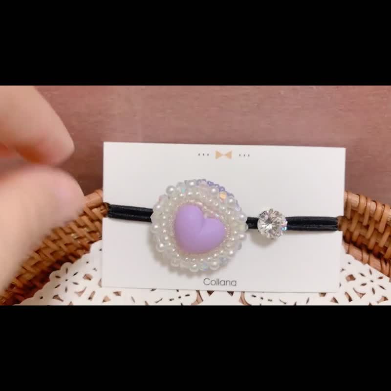 紫戀。珠繡髮圈 - 髮夾/髮圈 - 繡線 白色