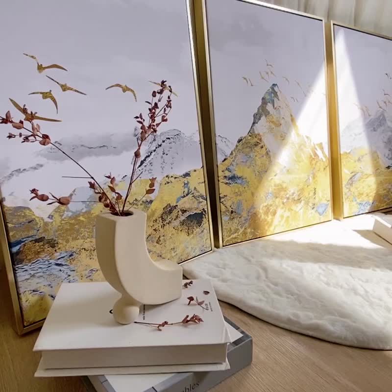 [カップル絵画割引コンボ] Liujin Mountain 彩色カップル絵画組み合わせ/リビングルームアート吊り絵画/シリーズ 3 個 5% オフ - ポスター・絵 - その他の素材 ゴールド
