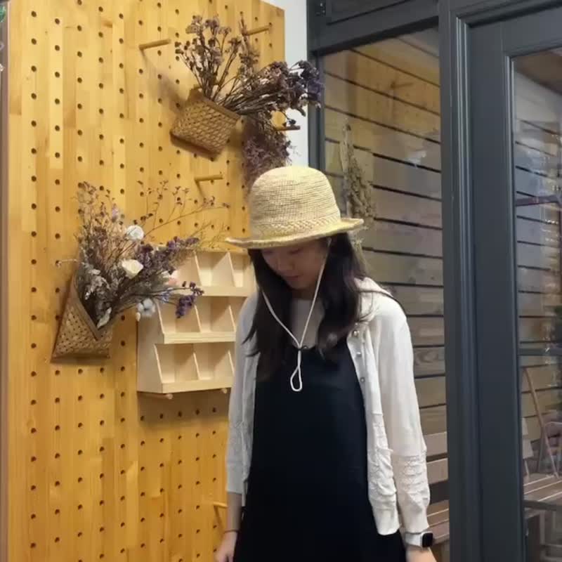 夏天寬帽簷遮陽帽。段染黃/麥色。日本紙籖維+義大利精製亞麻。 - 帽子 - 紙 