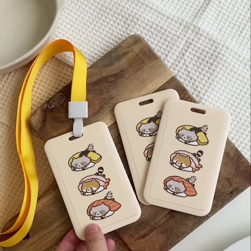 Raccoon sushi ticket holder/passport holder/with lanyard - ID & Badge Holders - Acrylic Orange