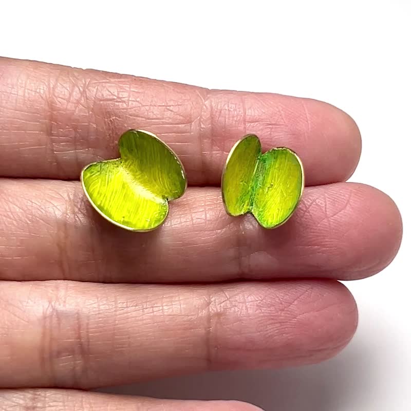 【Misty Dots 】MDBE08 黃色繪畫耳環/ 黃銅/ 手工禮物/ 客製化 - 耳環/耳夾/耳骨夾 - 銅/黃銅 黃色