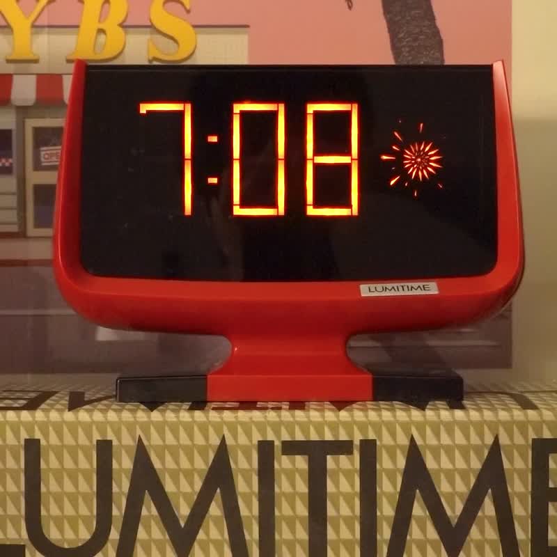 日本 昭和 田村電機 LUMITIME 時鐘 摩登 太空時代 古物 翻頁鐘 - 時鐘/鬧鐘 - 其他材質 紅色