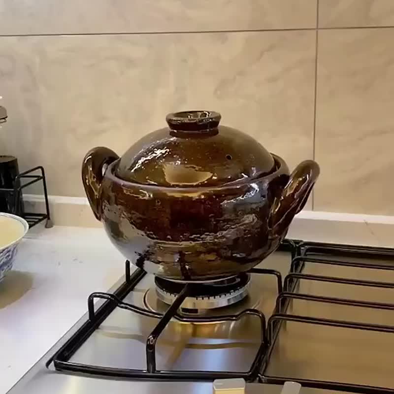 日本のはせえん伊賀焼多目的婦人陶器鍋（コーヒー） - 鍋・ベーキングトレイ - 陶器 ブラウン