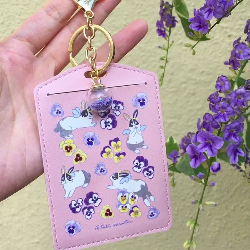 PU leather card holder | Pansy | Pink - ที่ใส่บัตรคล้องคอ - วัสดุอื่นๆ 