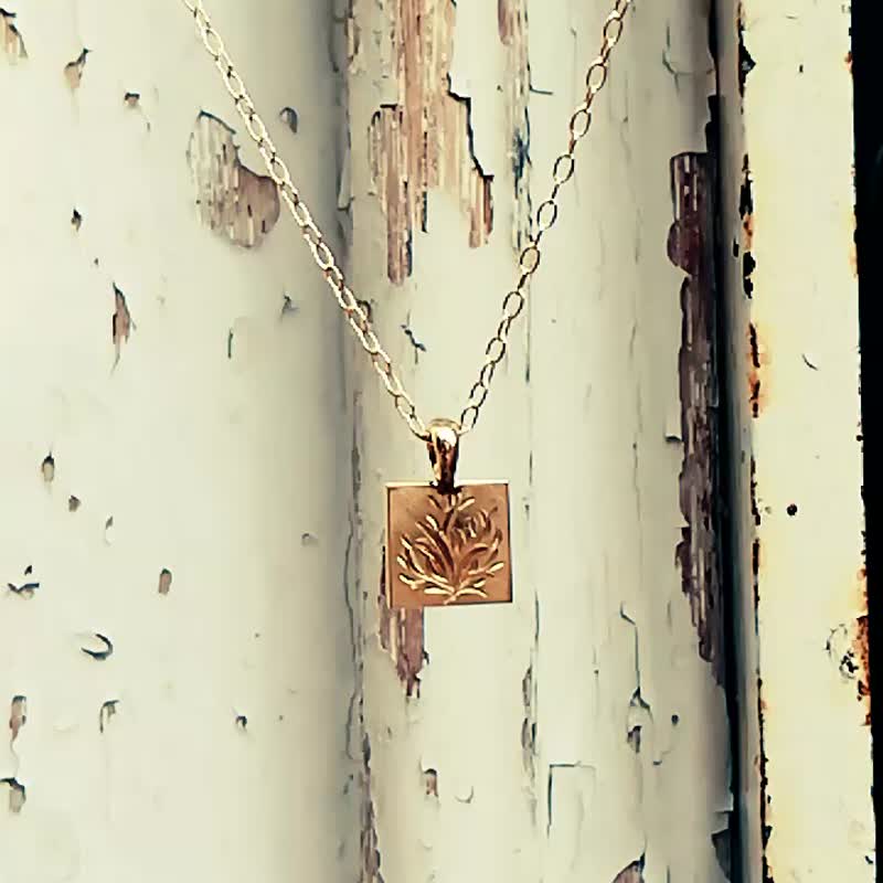 18K Gold Handmade Necklace Square M for Men - Necklaces - Precious Metals Gold