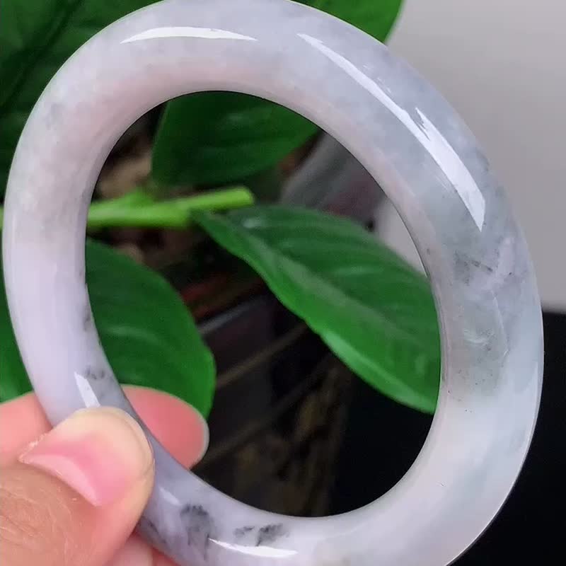 冰種 天然翡翠 緬甸 A玉 玉鐲 • 冰種烏雞翡翠圓鐲 - 手鍊/手環 - 玉石 黑色