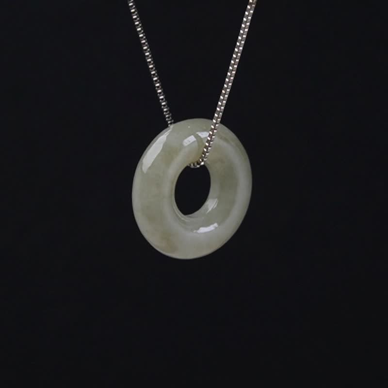 [May‧Peace] Ice Yellow Jadeite Donut Necklace | Natural Burmese Grade A Jadeite | Gift - Necklaces - Jade Yellow