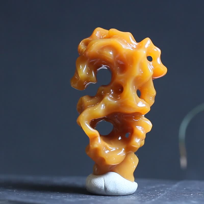 [Stone] Natural Yellow Dragon Jade Pendant/Original Design Hand-Carved Necklace/Creative Jade Pendant - Necklaces - Jade Orange