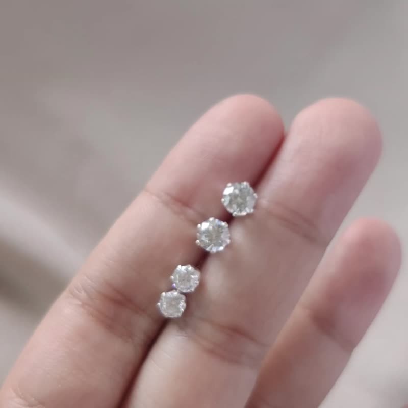 SV925 AAA Cubic Zircon Crown Stud Earrings, 4mm 5mm,925 Sterling Silver - Earrings & Clip-ons - Sterling Silver Transparent