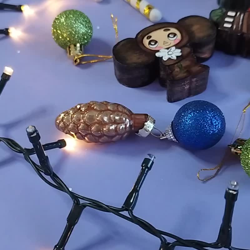 cheburashka toy ornament - 擺飾/家飾品 - 木頭 咖啡色