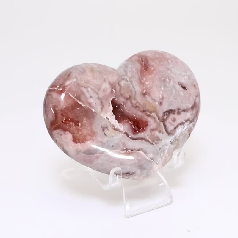 Morandi Color Agate Crystal Heart 660197 - Items for Display - Crystal Pink