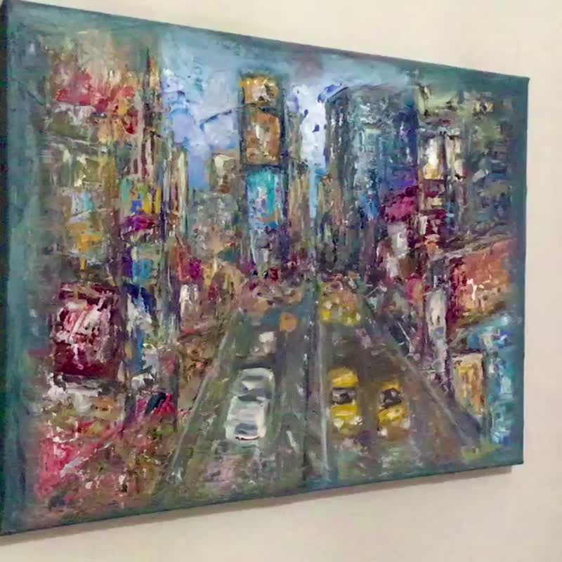 New York original oil painting on canvas - 壁貼/牆壁裝飾 - 其他材質 多色