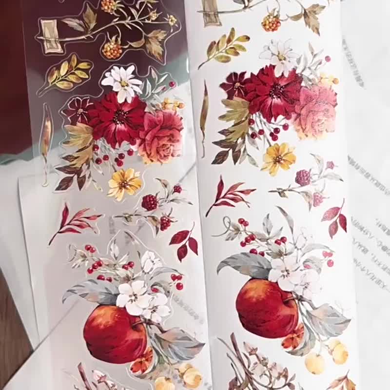 墜落的芬芳 - PET和紙膠帶花朵花卉插畫DIY手帳日誌裝飾素材 - 紙膠帶/和紙/PET - 紙 多色