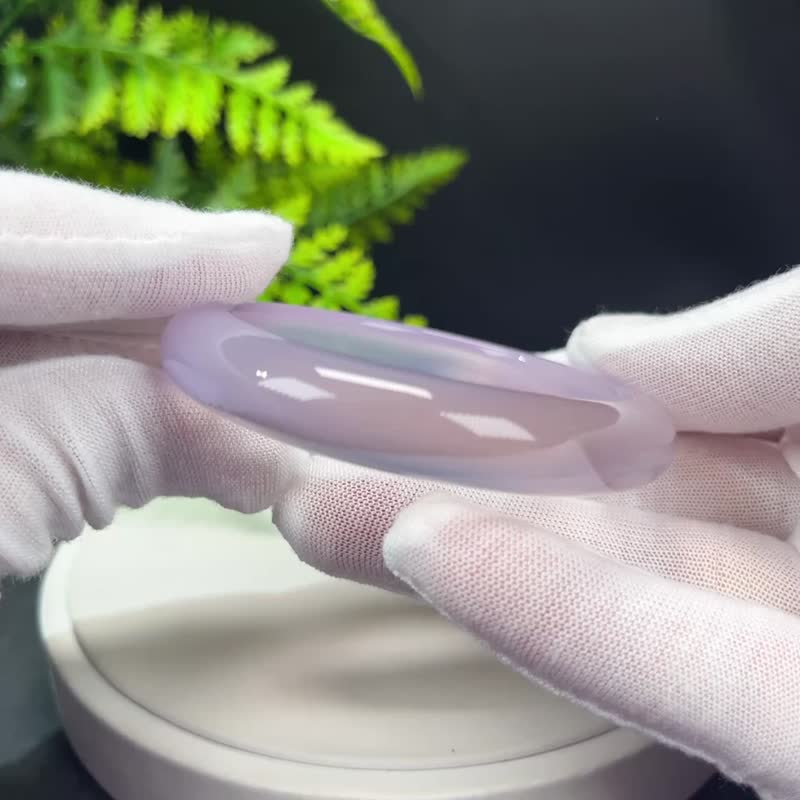 精品 漸變紫瑪瑙手鐲 54MM 冰潤起剛 飄朱砂點 玉髓手環 智慧靈性 - 手鍊/手環 - 半寶石 紫色