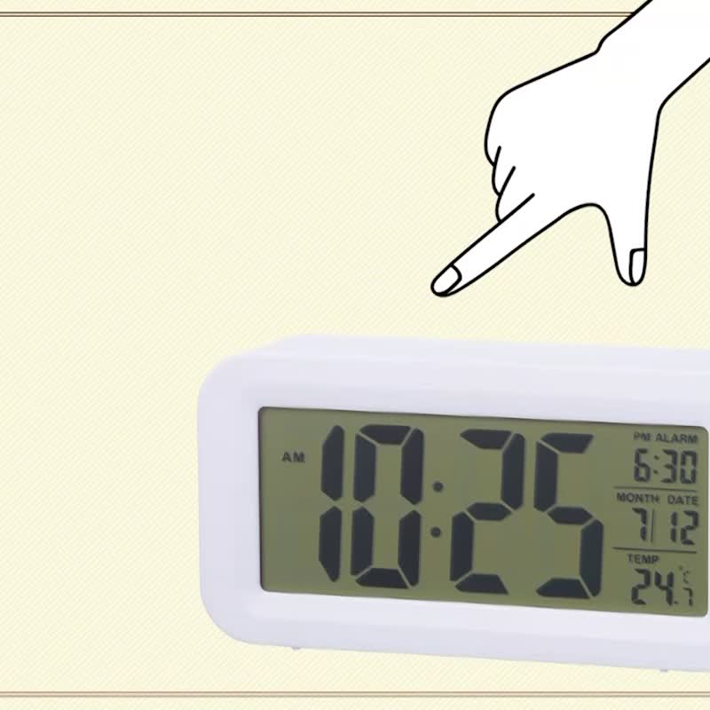 Table Alarm Clock Digital Backlight LED Display  Thermometer Calendar - Clocks - Plastic White
