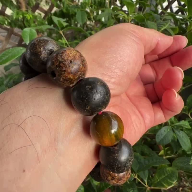 琥珀 Amber 清代老蜜蠟手串13子 古董蜜蠟 手串 手鍊 老蜜蠟 西藏 - 手鍊/手環 - 半寶石 多色