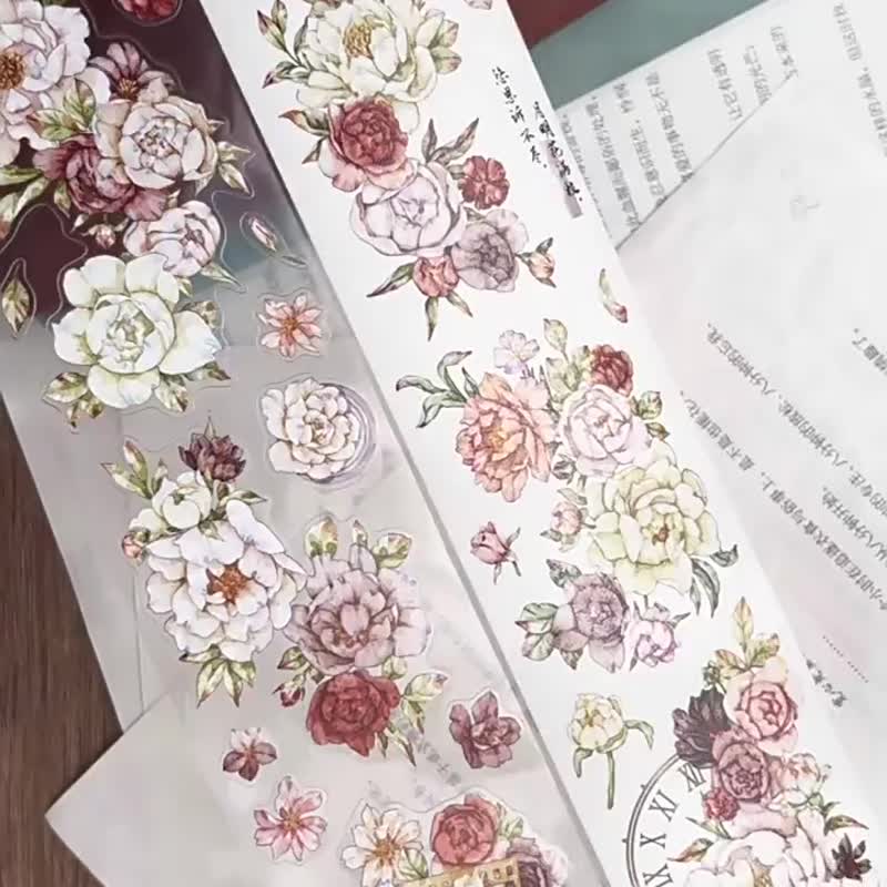 花満枝 - PET&和紙マスキングテープ 花々が彩るイラストDIY手帳デコレーション素材 - マスキングテープ・PET テープ - 紙 多色