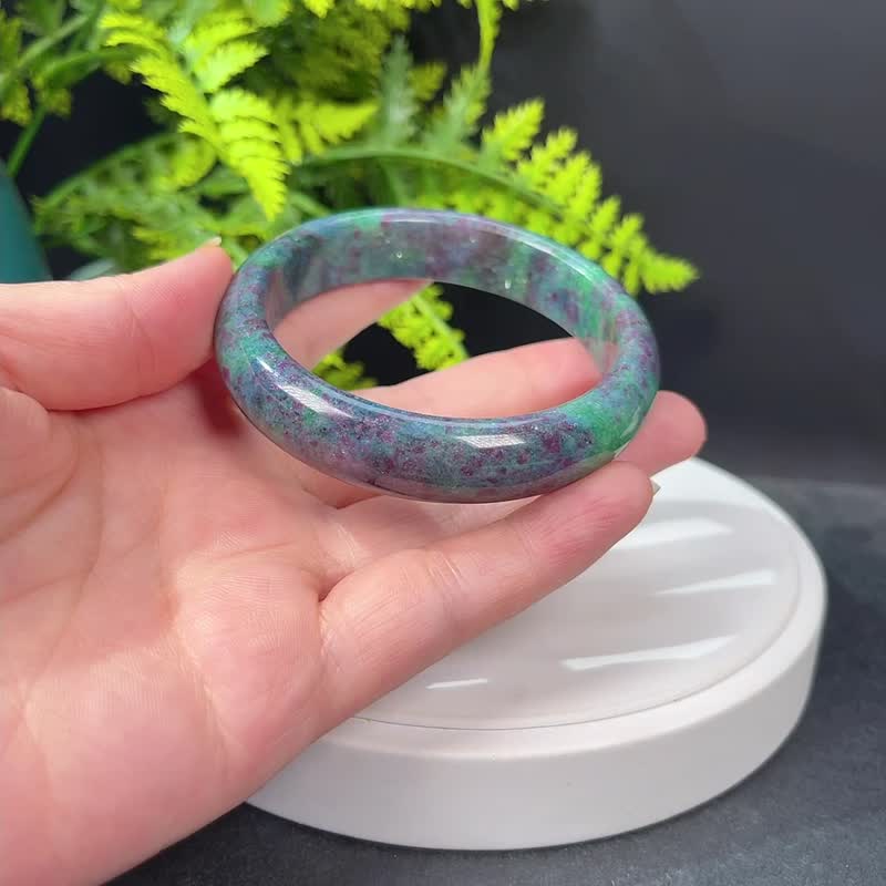 Natural Brazilian Ruby Zoisite Bangle 60MM - สร้อยข้อมือ - เครื่องเพชรพลอย 