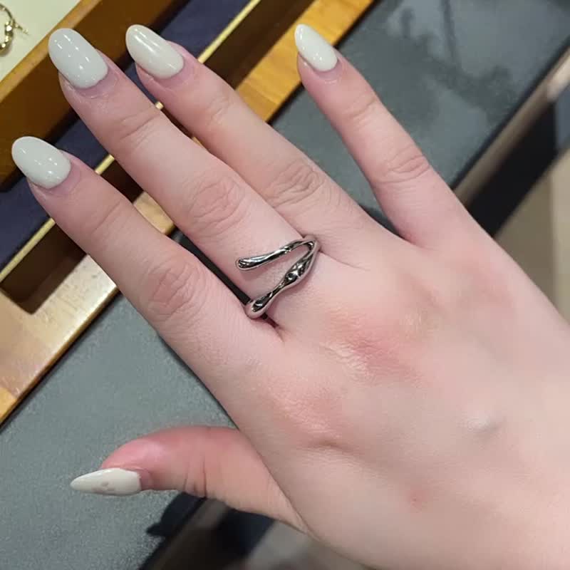 【設計師GLEAM系列】流淌。白鋼戒指 - 戒指 - 不鏽鋼 粉紅色