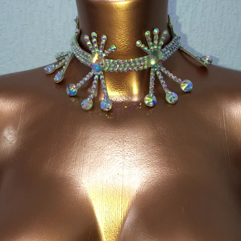 Rhinestone choker dance jewelry dance necklace ballroom necklace bellydance - Necklaces - Glass 