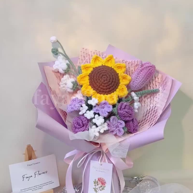 畢業季 畢業優惠花束  編織花 鉤織花 針織花 畢業花束七夕 - 乾燥花/永生花 - 棉．麻 多色