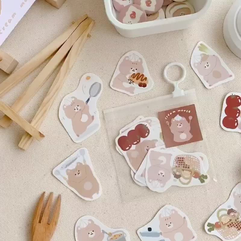 Cream Rat Kitchen Sticker Set - สติกเกอร์ - กระดาษ สีนำ้ตาล