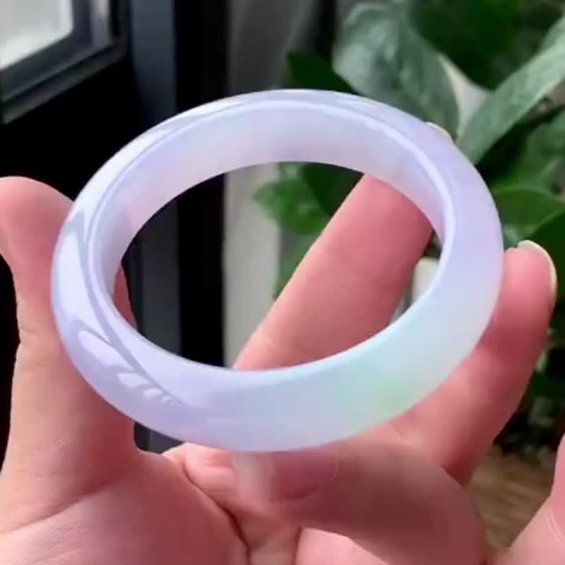 冰種玉鐲 天然翡翠玉鐲 A玉 手鐲 • 冰種紫羅蘭翡翠福鐲 - 手鍊/手環 - 玉石 粉紅色