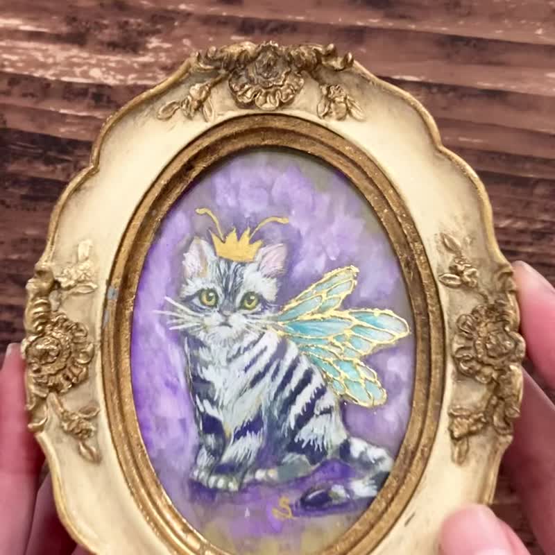 絵画　猫の妖精とラベンダー A　/原画 - 海報/掛畫/掛布 - 紙 紫色