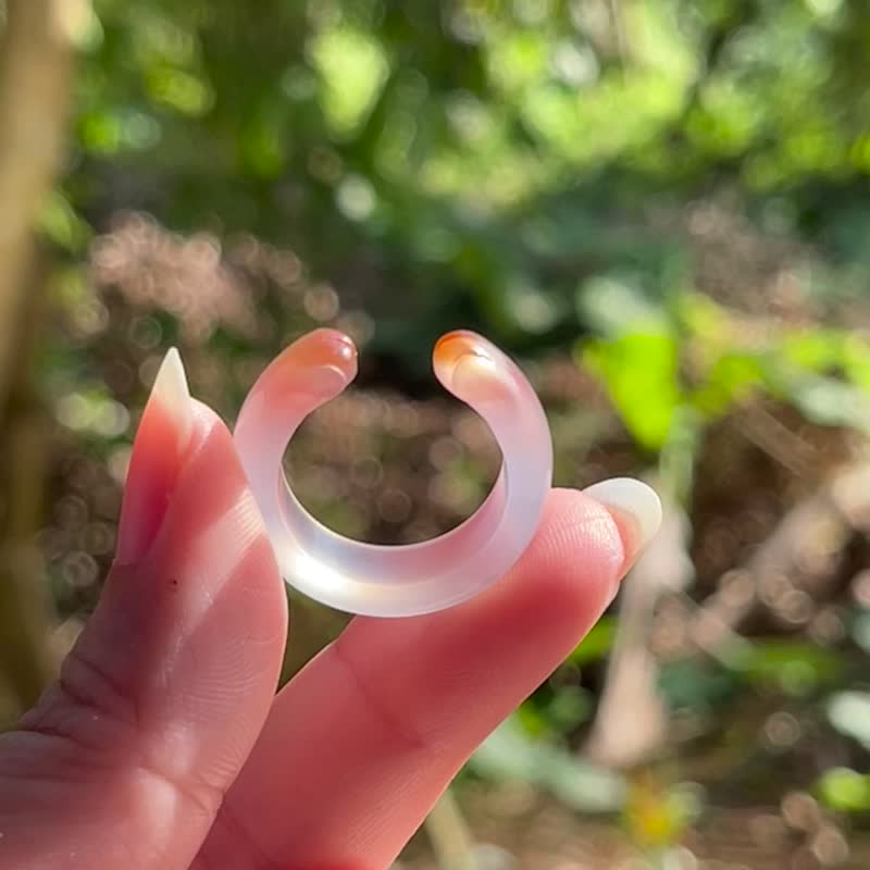 梅子軟糖—貓爪戒指。瑪瑙。手工雕刻 - 戒指 - 水晶 粉紅色