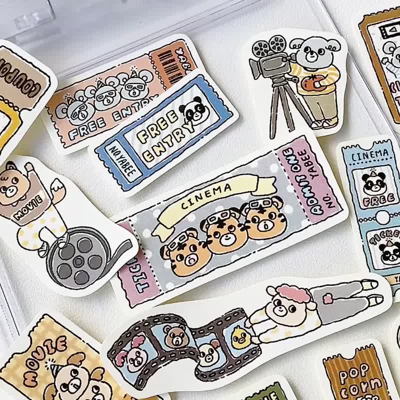 開心動物園/動物電影票券/貼紙包/手帳貼紙 - 貼紙 - 紙 多色